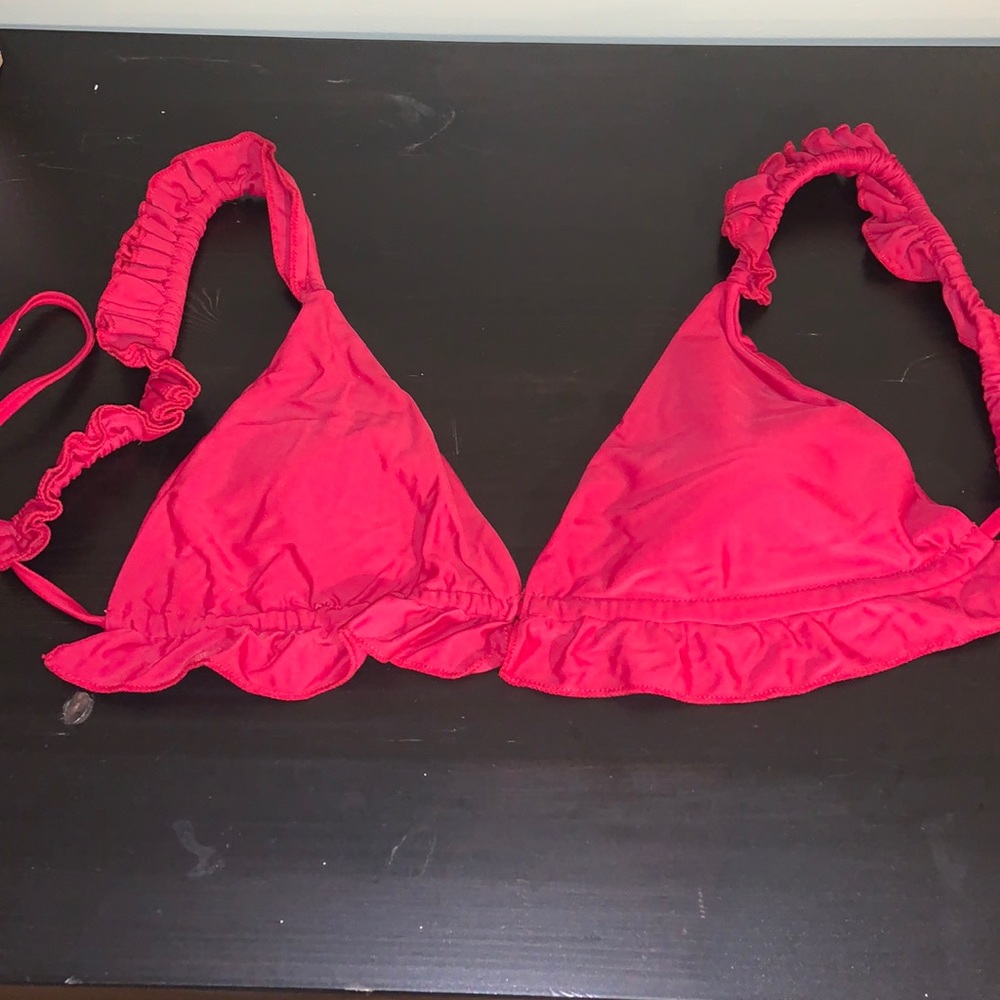 Red frilly bikini top